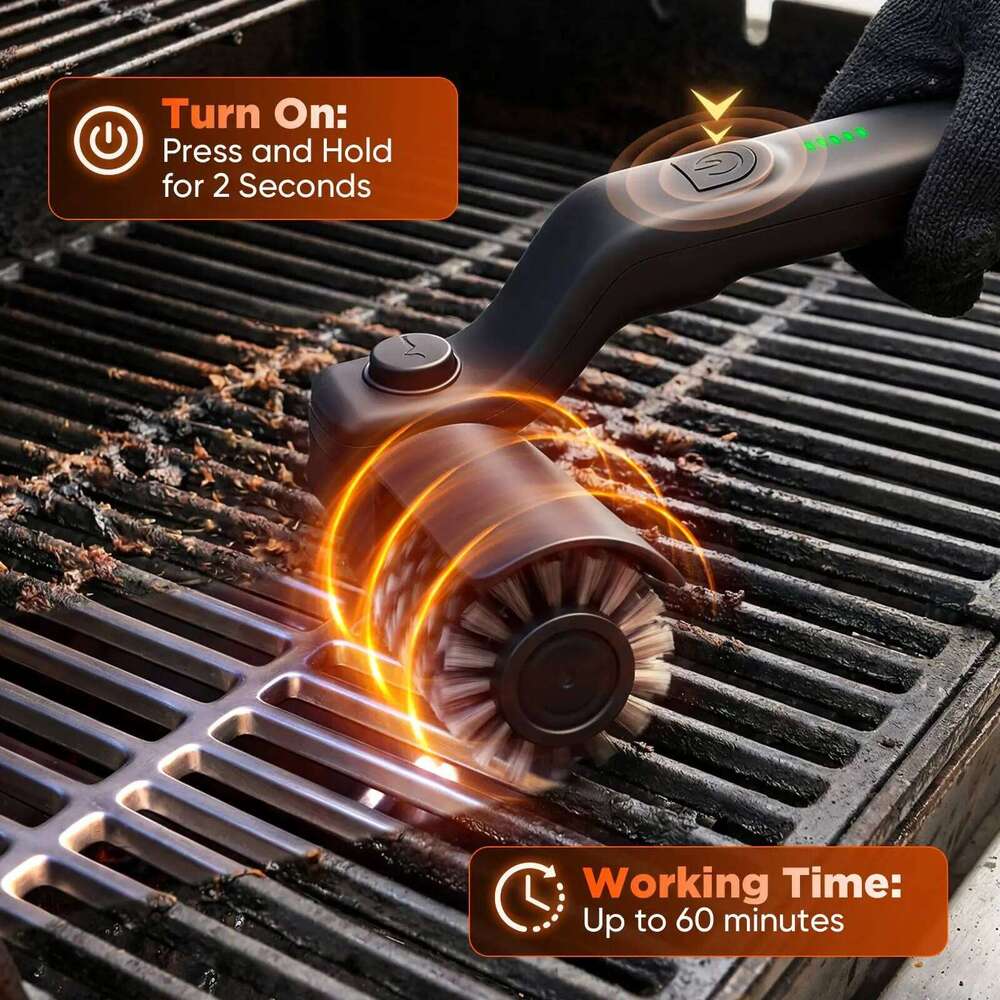BBQ Brush 3-Speed Settings Electric Brush,180° Adjustable Head,90 Mins Grill Cleaner for Outdoor Griddles Smokers