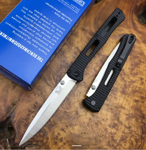 BM417 Fact Folding Pocket Knife Spear Point Blade Nylon Fiber Handle Outdoor Camping Tactical Knife Self-Defense EDC Tool