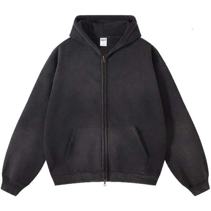 Minimalist Plain Hoodie Unisex No Pattern Simple Versatile School Daily Streetwear European and American high street autumn and winter spray-dyed, was