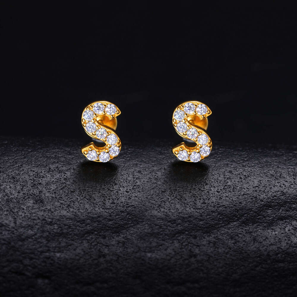 S925 silver moissanite hip-hop new simple style, 26 letter earrings, trendy fashion earrings for women - view 4