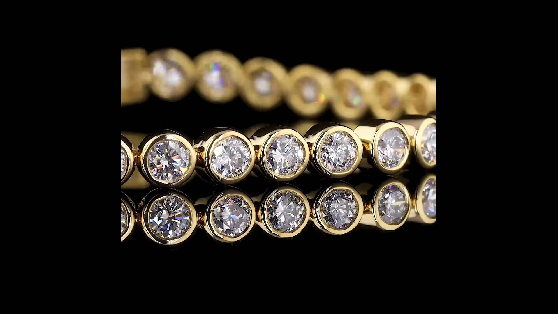 Bezel Lab Created Diamond Tennis Bracelet 18K Solid Gold IGI Certified Sustainable Luxury Jewelry Custom Length Options