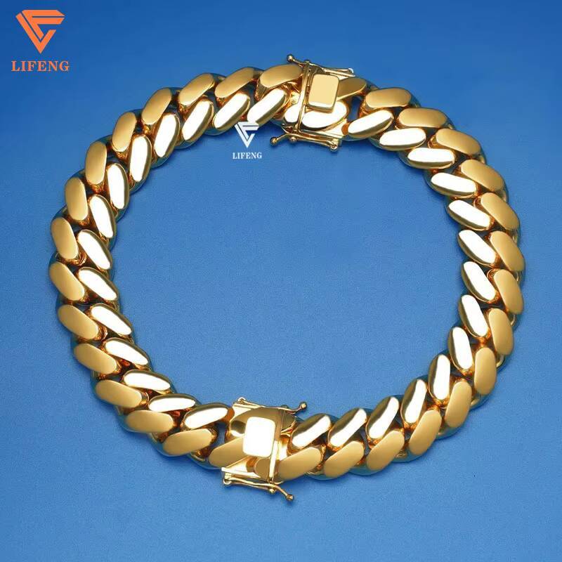 Hiphop Jewelry Chunky Cuban Link Chain for Men 14/15/20mm 18K Gold Plated 925 Silver Miami Cuban Chain Necklace for Men