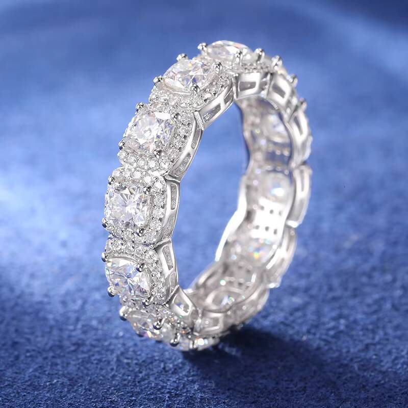 Pass Diamond Tester Wedding Engagement Moissanite Eternity Ring 925 Sterling Silver Iced Out Diamond Luxury Wedding Jewelry