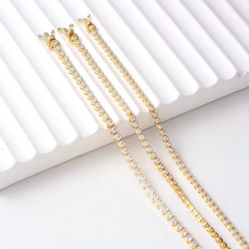 Round Cut Lab Grown Diamonds Womens Vintage Tennis Bracelet Sterling Silver Gold Plated TISHYA DIAMOND - view 4
