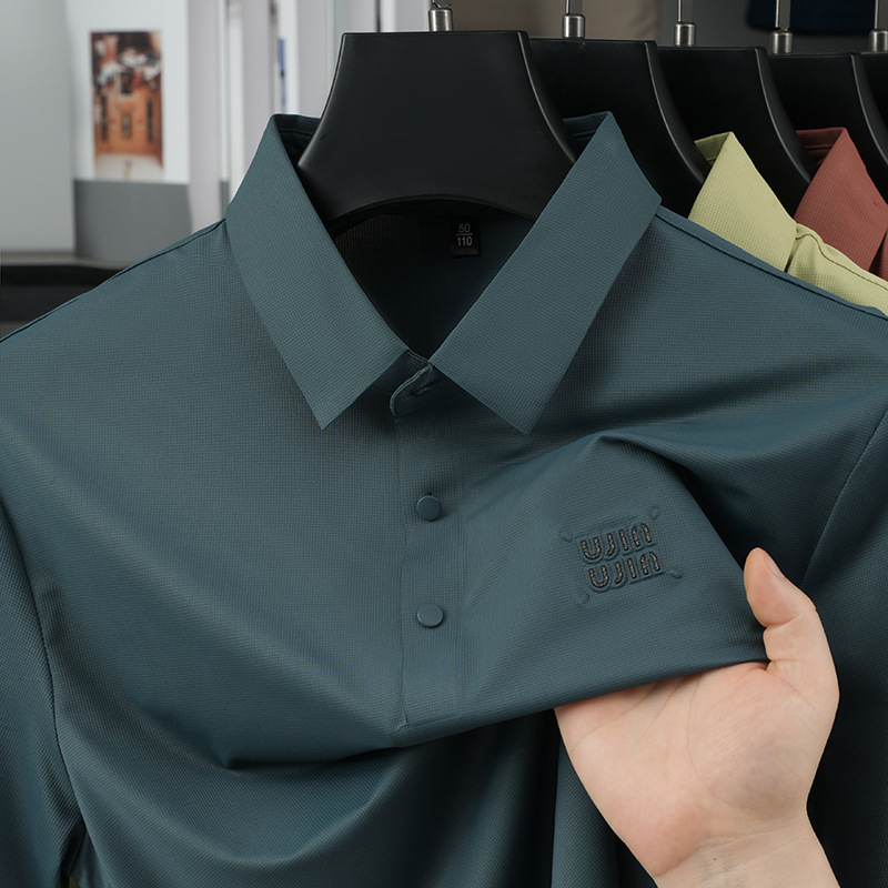 2026 Summer New Ice Silk Designer Short Sleeved Mens Seamless Nylon Cooling And Business High-end Mens Polo Shirt88