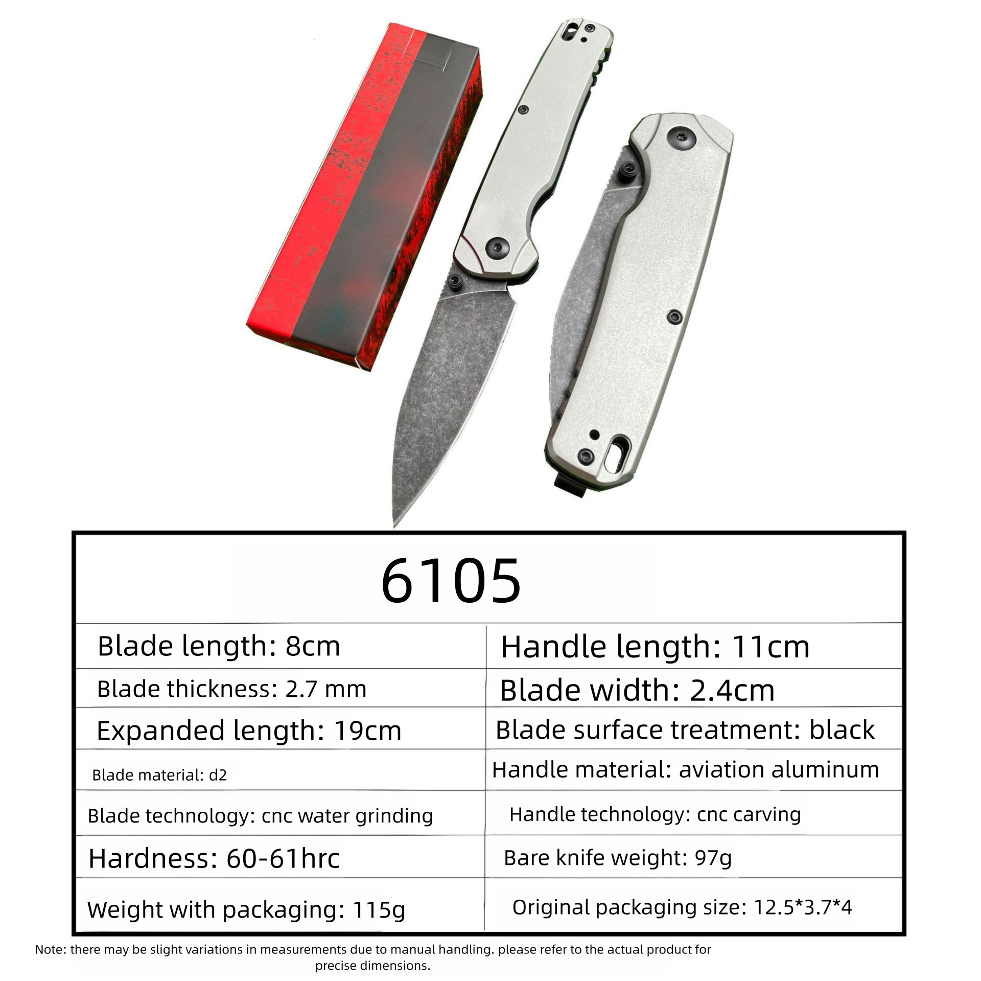 KS 6105 Folding Knife D2 Blade Anodized Aluminum Handles Outdoor Camping Survival Knife