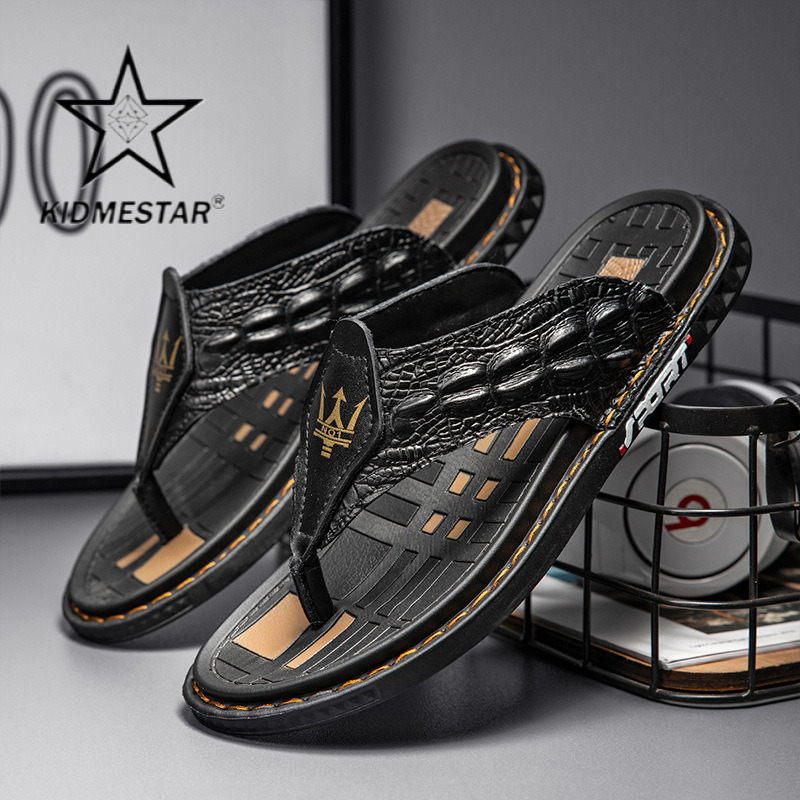 Fashionable Crocodile-patterned Beach Men's Luxurious Sandals Designed By A Renowned Designer New Summer Style Comfortable Outdoor Cool And Breat
