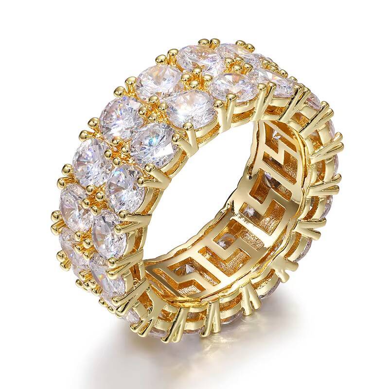 Dropshipping Fine Wedding Jewelry 925 Sterling Silver 2 Rows 5mm VVS Moissanite Diamond Clustered Engagement Ring for Men