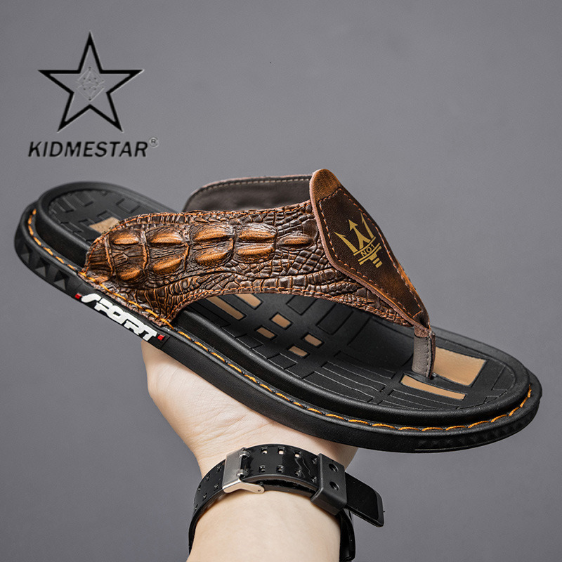 Fashionable Crocodile-patterned Beach Men's Luxurious Sandals Designed By A Renowned Designer New Summer Style Comfortable Outdoor Cool And Breat