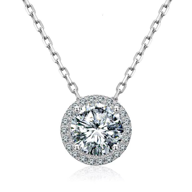 Dropshipping Women Accessories 925 Sterling Silver 65mm 1 Ct VVS Moissanite Diamond Solitaire Pendant Necklace