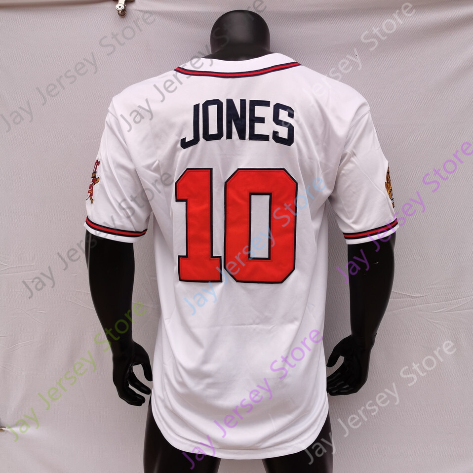1995 World Series Jersey Vintage Bobby Cox Javy Lopez Chipper Jones David Justice John Smoltz Tom Glavine John Rocker Maddux White Grey Size S-3XL