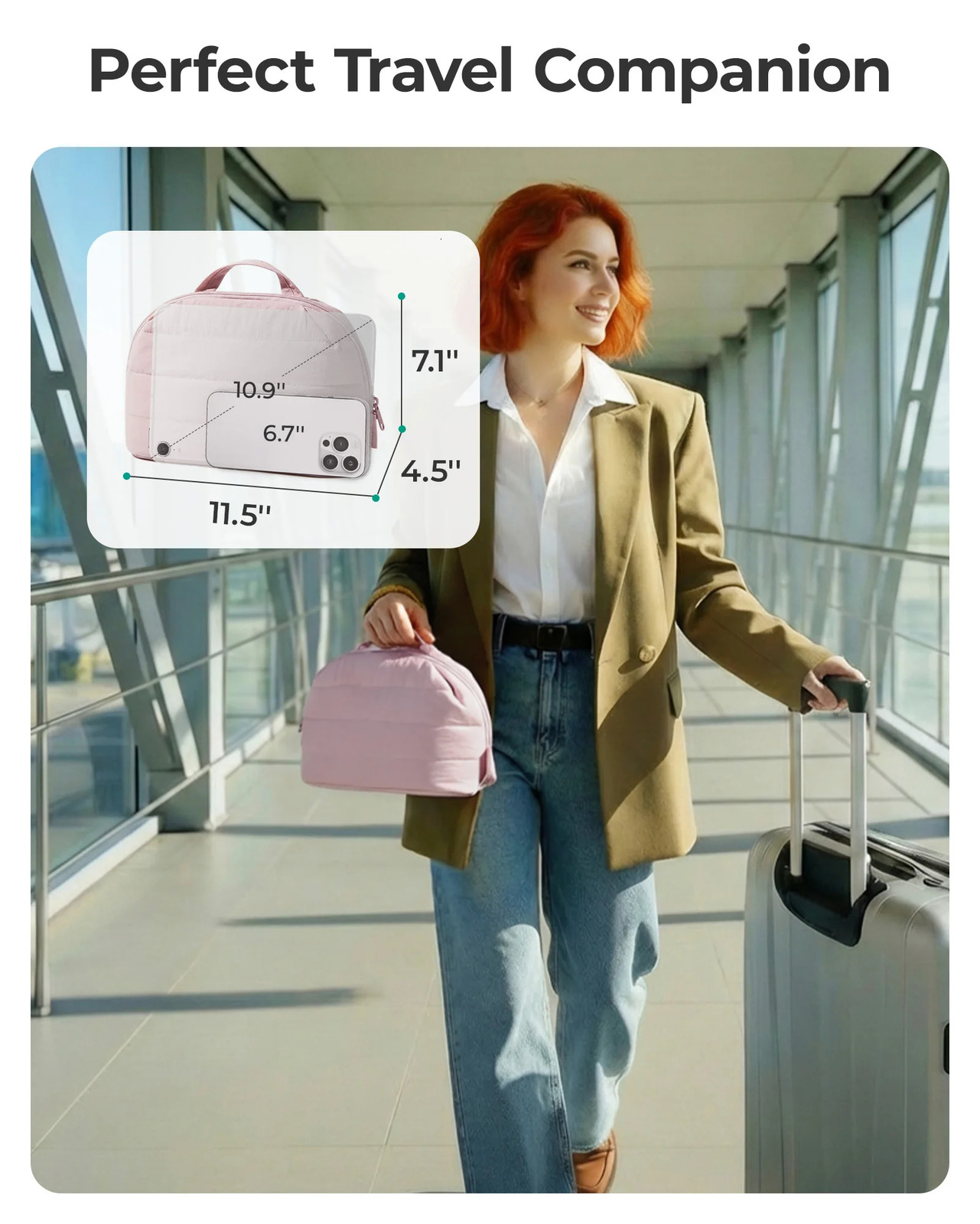 BAGSMART Travel Makeup Bag for Women Portable Cosmetic Case Puffy Padded Make Up Organizer Pouch Water-resistant Toiletry Bag 260427