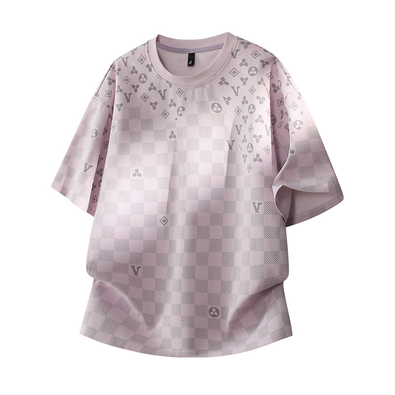 Free shipping fashion menswear 2026 summer new collection versatile printed design casual loose fit trendy short sleeve T-shirt