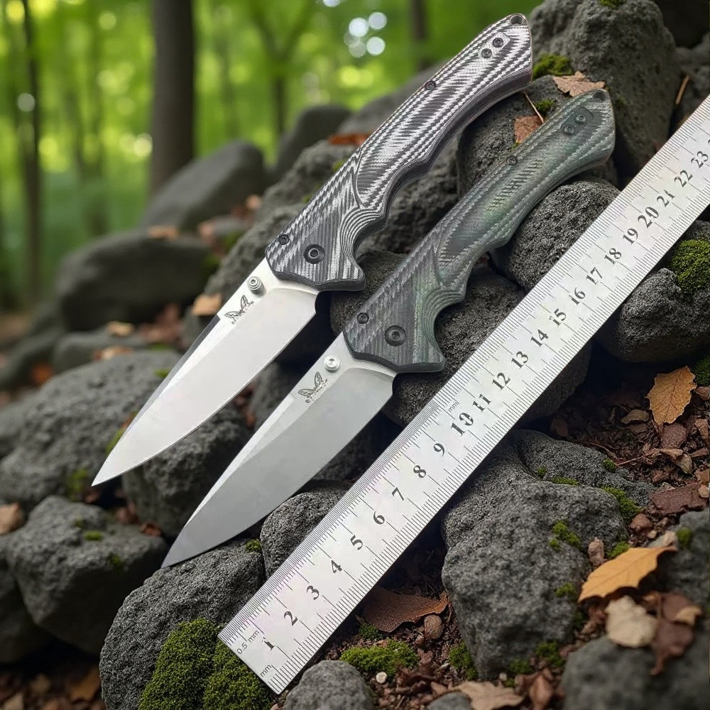 New BM 615BK-1401 Outdoor Tactical Fixed Blade Knife D2 Blade G10 Handle EDC Jungle Hunting Cutting Survival Tools with Sheath
