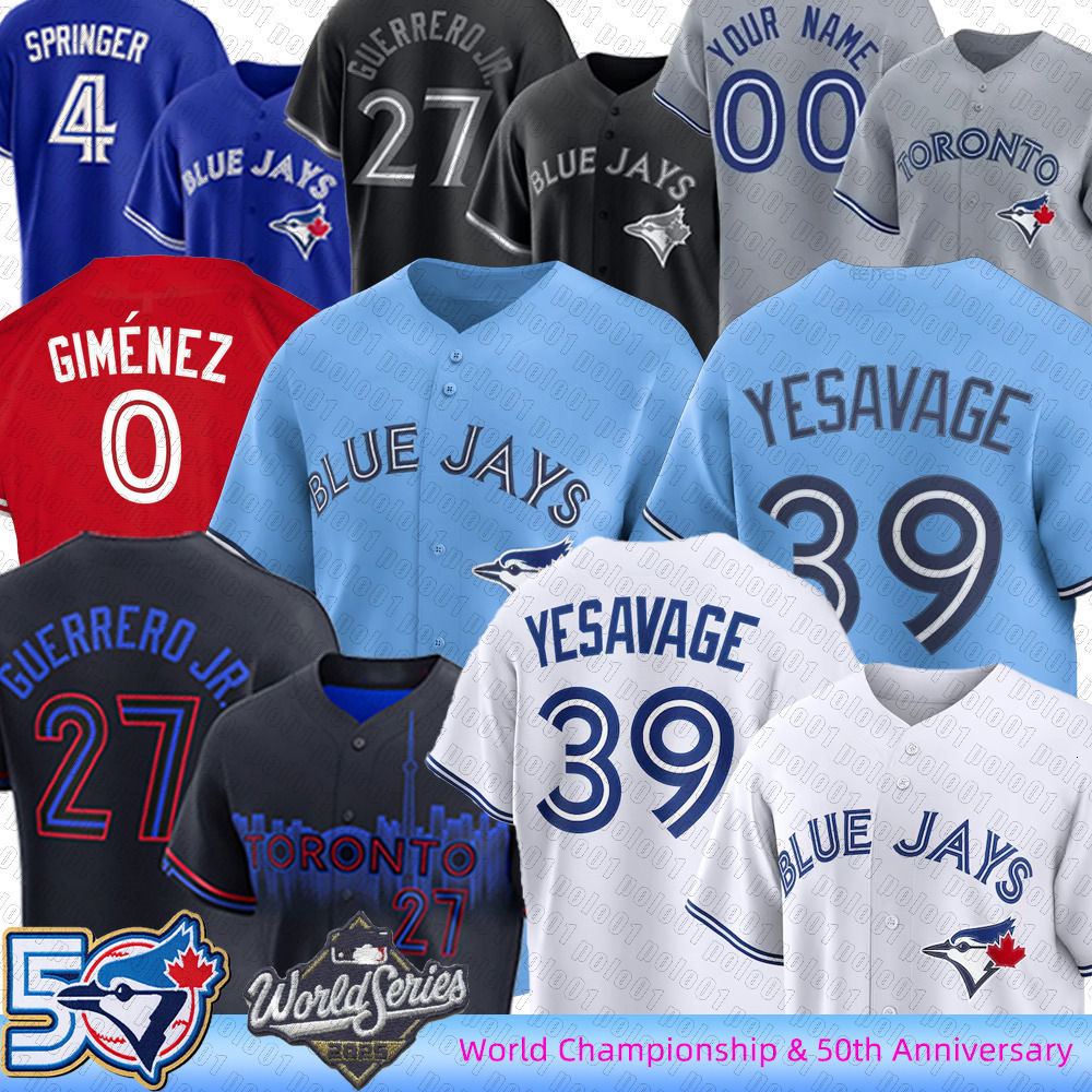Blue Jays Jersey Celebrate 50 Seasons Patch Trey Yesavage Baseball Jerseys 2025 World Series Vladimir Guerrero Jr George Springer Alejandro Kirk Ernie