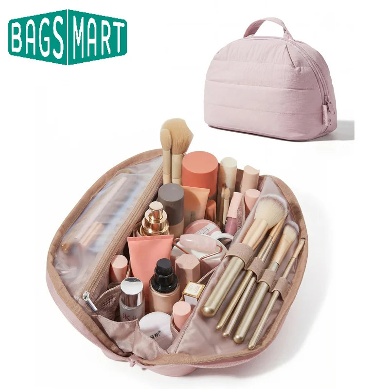 BAGSMART Travel Makeup Bag for Women Portable Cosmetic Case Puffy Padded Make Up Organizer Pouch Water-resistant Toiletry Bag 260427