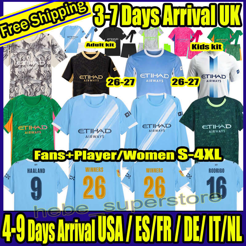 S-4XL 25 26 27 Mans Citys Soccer Jerseys CHERKI HAALAND FODEN 2026 WINNERS Manchesters city MAHREZ BERNARDO GVARDIOL AIT-NOURI RODRIGO Football Shirt Kids Kit Sets