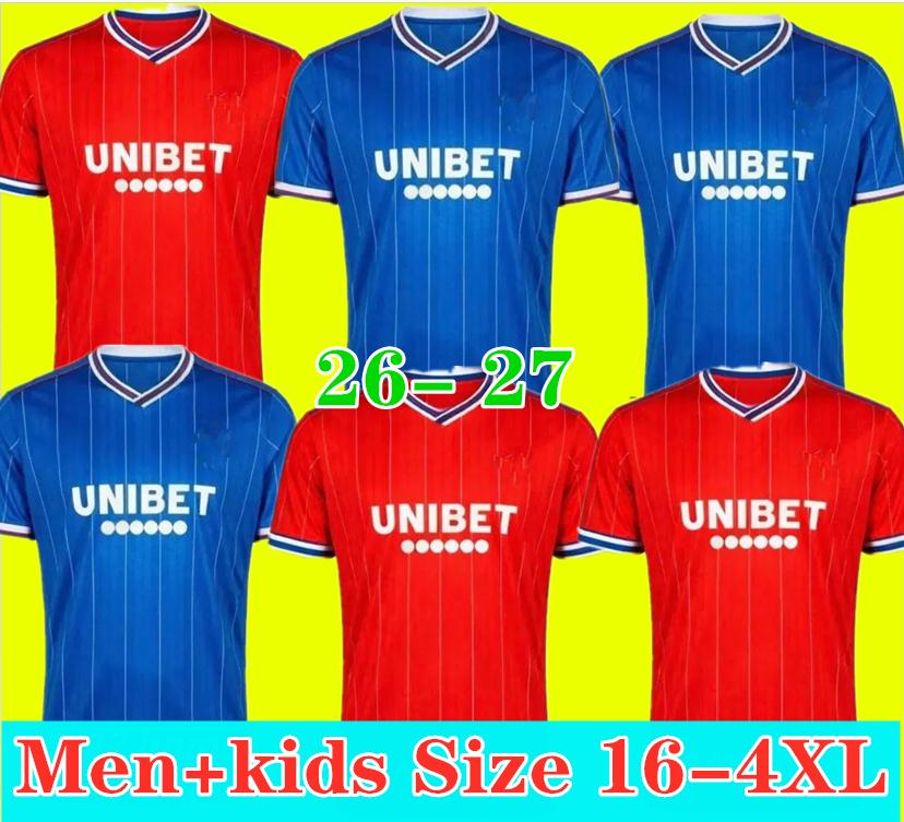 3XL 4XL 26 27 Rangeres Soccer Jerseys 2026 home shirt away Glasgow COLAK ROOFE LUNDSTRAM HAGI BARKER MORELOS TAVERNIER KENT TILLMAN 3RD Football man kids kit