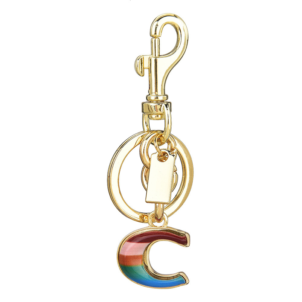 bestseller rainbow C letter metal keychain, multi-color letter C bag pendant, exquisite and versatile pendant for women x2