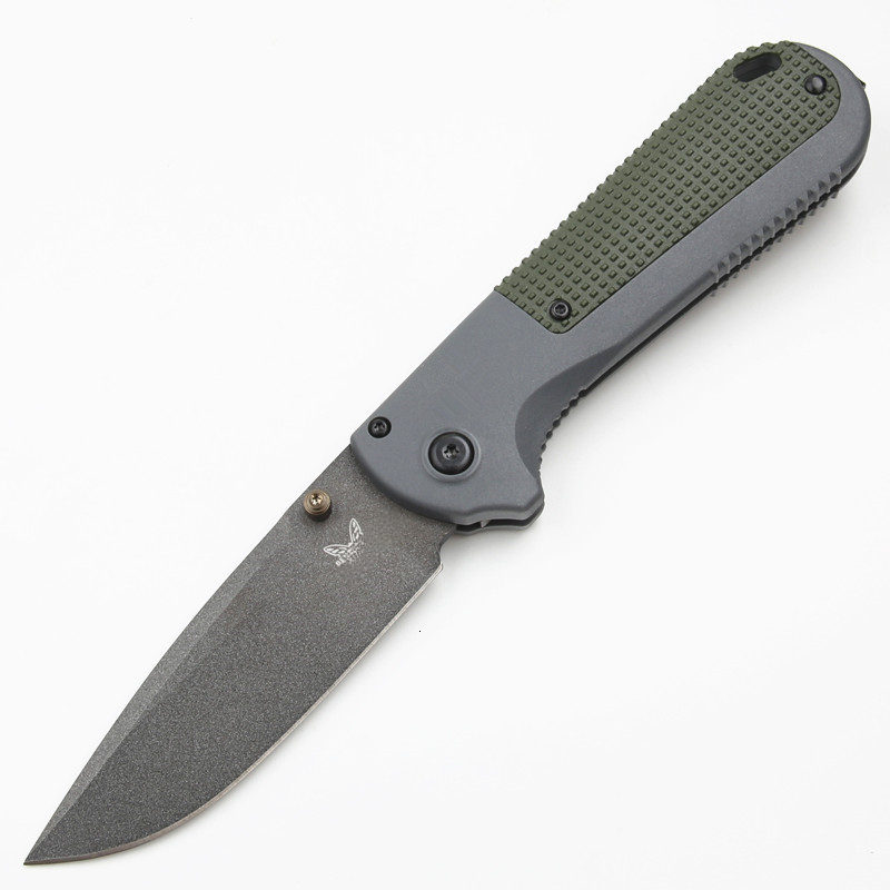 BM 430 Redoubt Folding Knife 3.55" CPM-D2 Graphite Black Plain Blade Grivory Handles 430BK Camping Tool with Clip Pocket Knife