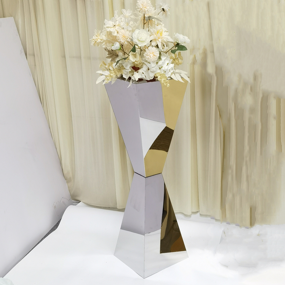 Wedding Table Centerpieces Stainless Steel Flower Stands Vases Road Lead Party Decoration