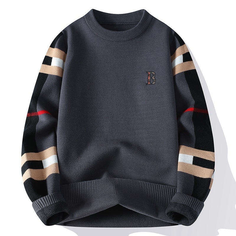 Autumn Winter Sweater Men's Stylish Round Neck Thickened Base Trendy Knitwear Casual Youth Warm Knitted Top - view 3