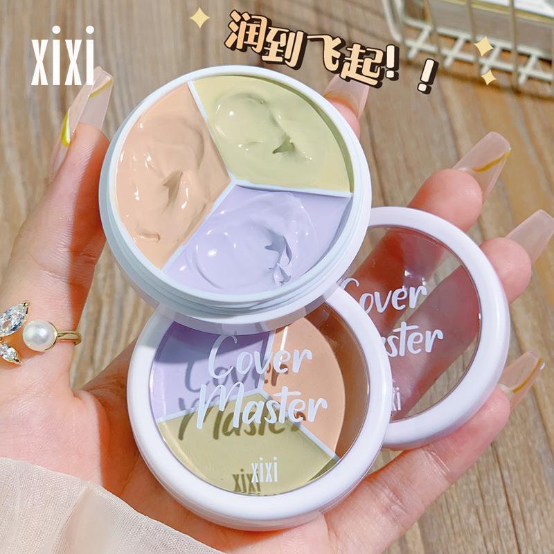 3-Color Concealer Palette Foundation Cream Full Coverage Suit for All Skin Face Makeup Cover Dark Circles Acne Pores Cream Base 240129