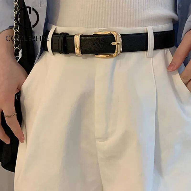 Fashion Women Genuine Leather High Quality Gold Buckle Best Matching Dress Jeans Belts for Lady LB2146 26H0427