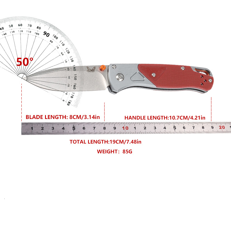 New BM 535-9 Outdoor Pocket Folding Knife S90V Blade Red G10 Handle EDC Hiking Camping Hunting Cutting Survival Tool Gifts for Men