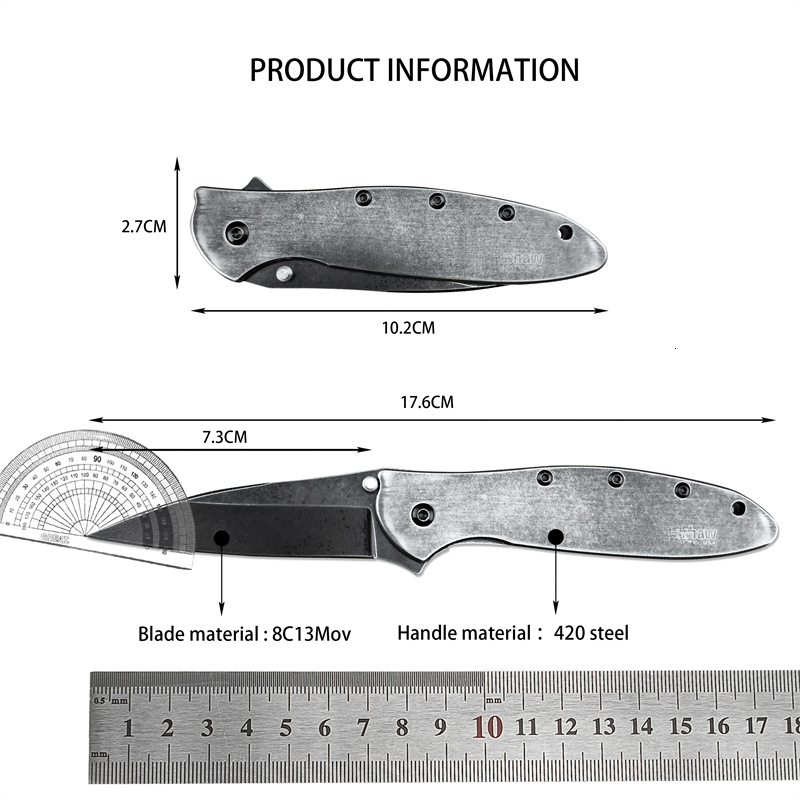 KS 1660 Pocket Folding Knife14C28N Blade Aluminum Alloy Handle Household Vegetable Knife Sharp Meat Cutter Kitchen Knives