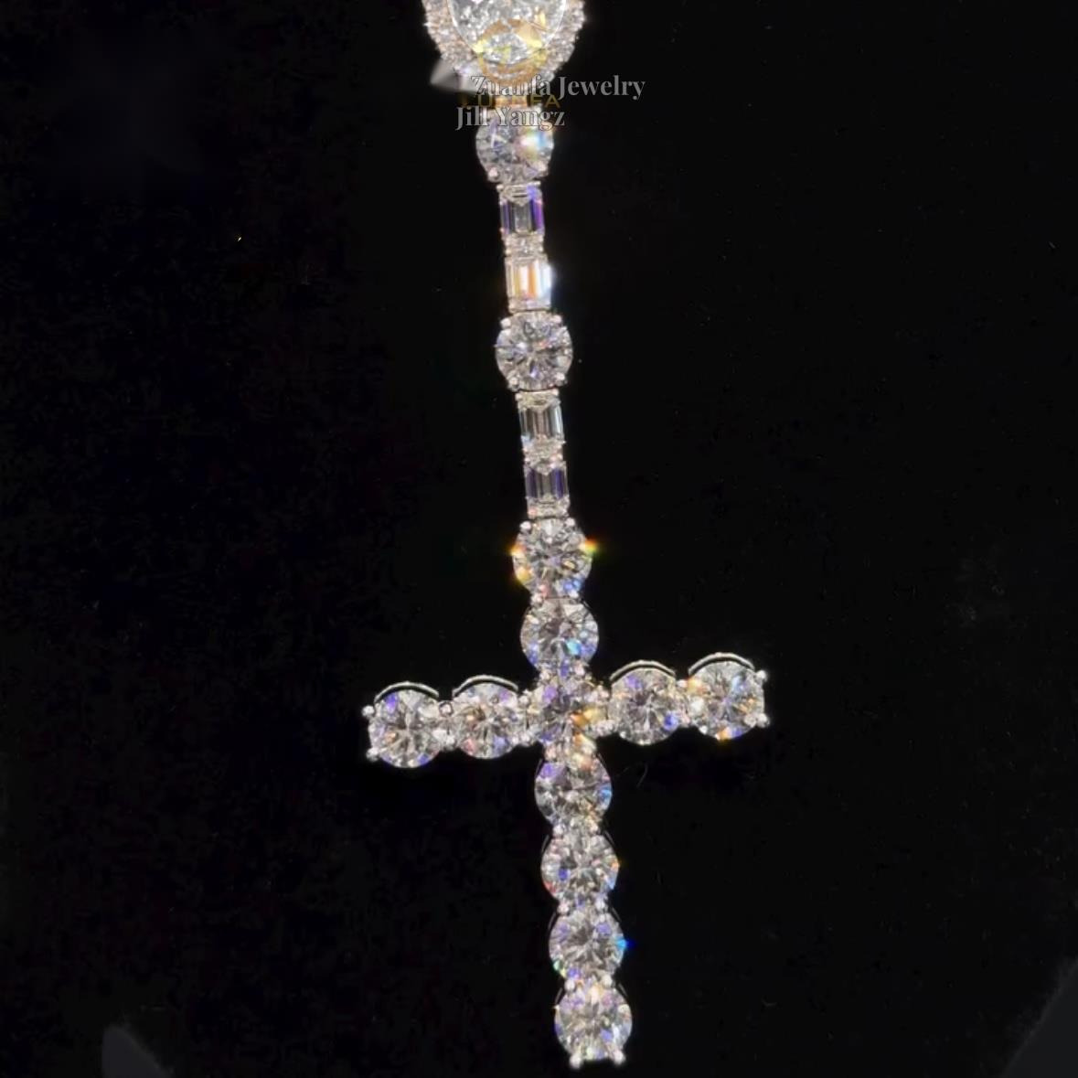 Custom Cross Pendant Chain Set Tennis Chain One Row Cross Jewelry Manufacturer Custom Moissanite Pendant - view 3