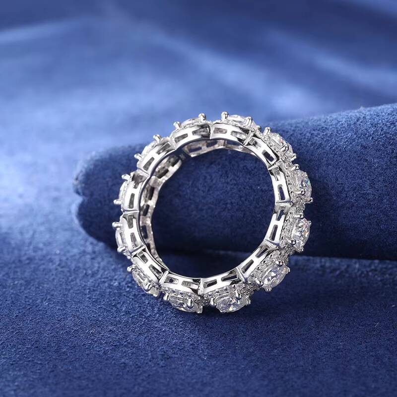 Pass Diamond Tester Wedding Engagement Moissanite Eternity Ring 925 Sterling Silver Iced Out Diamond Luxury Wedding Jewelry