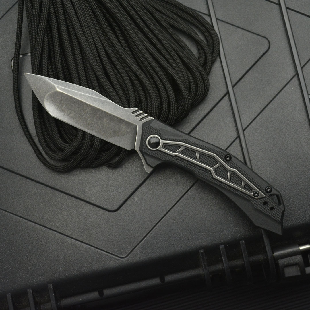 KS 1376 Stainless Steel Folding Knife - 8Cr13Mov Blade - Nylon Fiber Handle - Portable Household Fruit EDC Carry Tool Knife