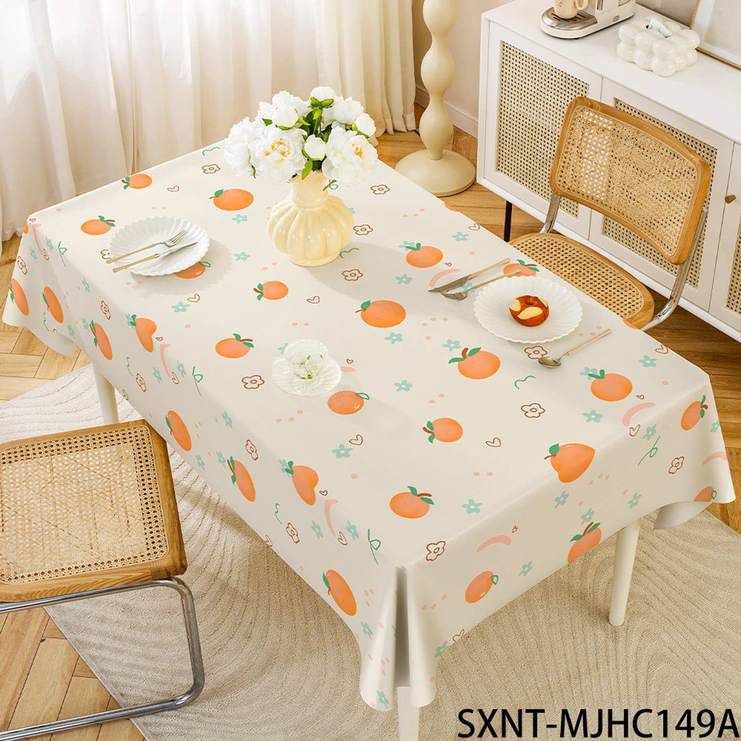 YL-38556 Custom minimalist PVC tablecloth, waterproof, oil-proof, washable, rectangular coffee table/dining tablecloth