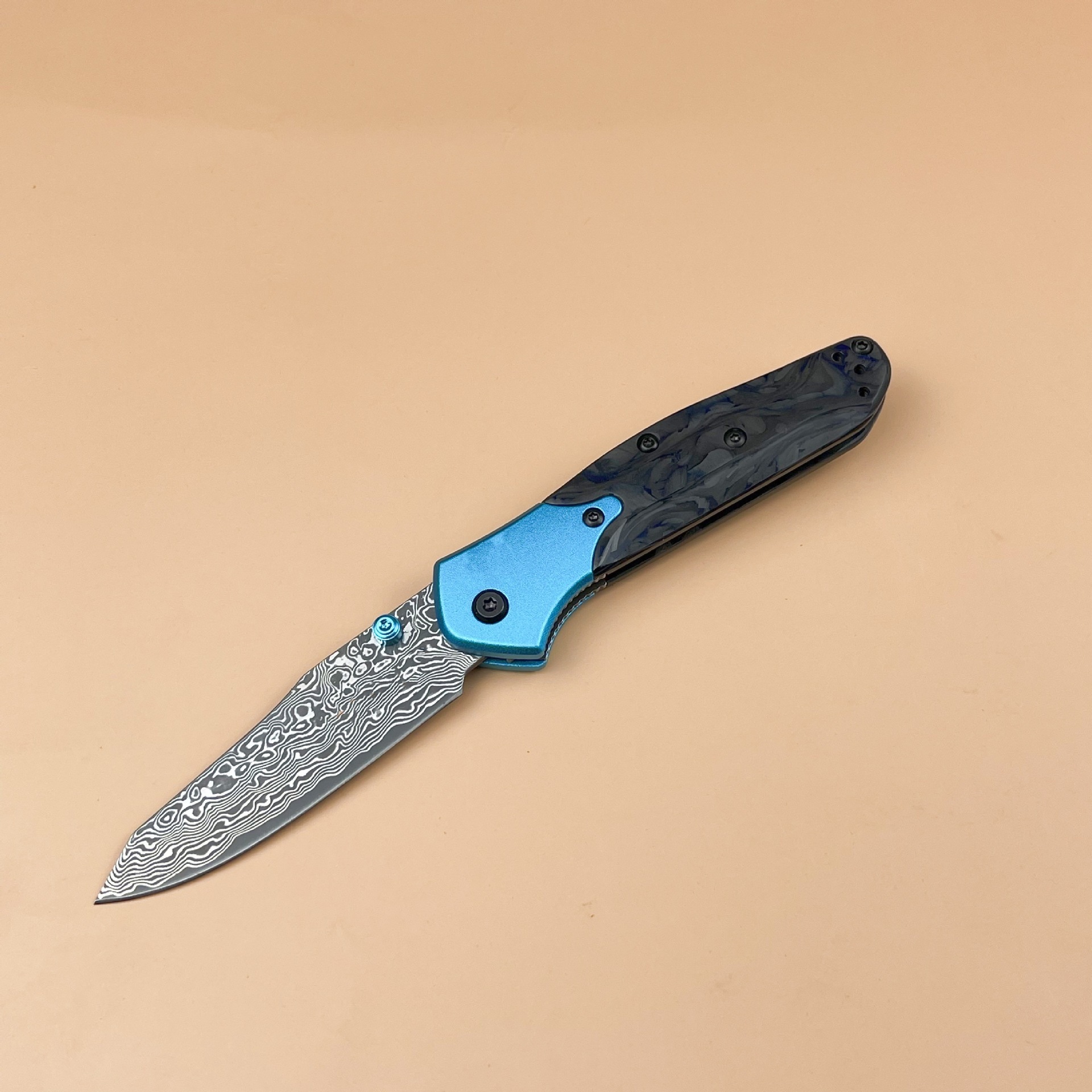 BM 945- Gold Mini Class O Sbor Ne Folding Knife 2.92" Vg10 Damascus Blade Carbon Fiber Handle Outdoor Hunting Camping Knife