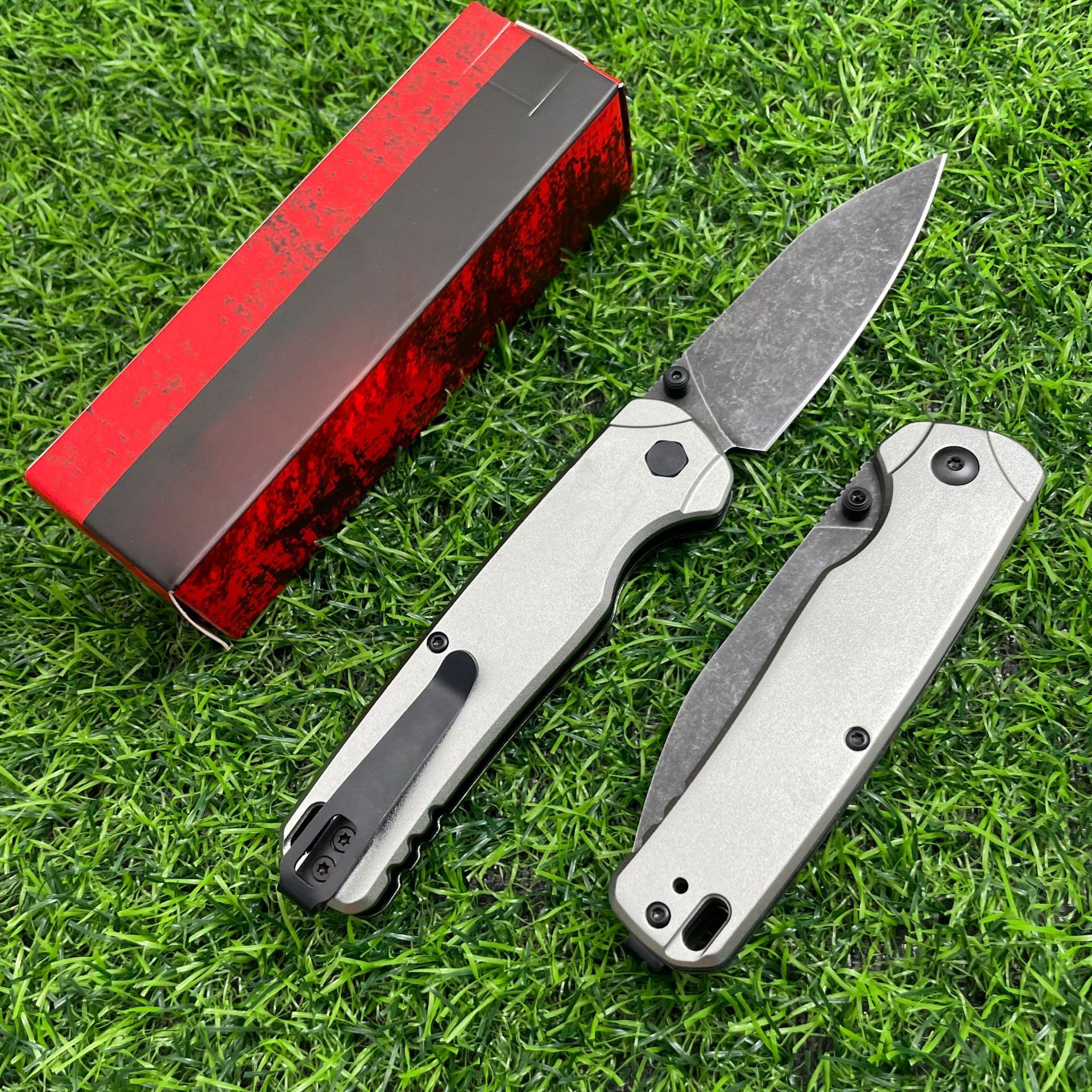 KS 6105 Folding Knife D2 Blade Anodized Aluminum Handles Outdoor Camping Survival Knife