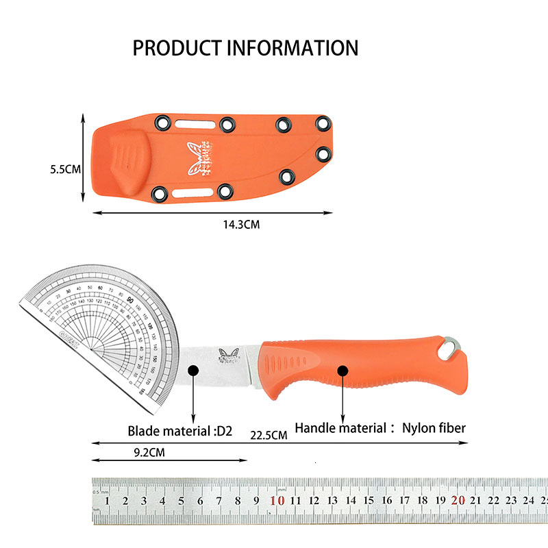 BM 15505 Outdoor Fixed Blade D2 Steel Blade Nylon Fiber Handle Ideal for Camping Exploration and Hunting Specialized EDC Knives