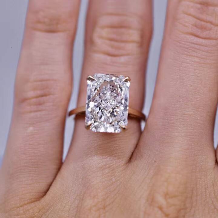 Customized 14K 18K Gold Ring 3CT Radiant Cut Lab Grown Diamond Jewelry Rings Engagement Wedding Solitaire Diamond Ring