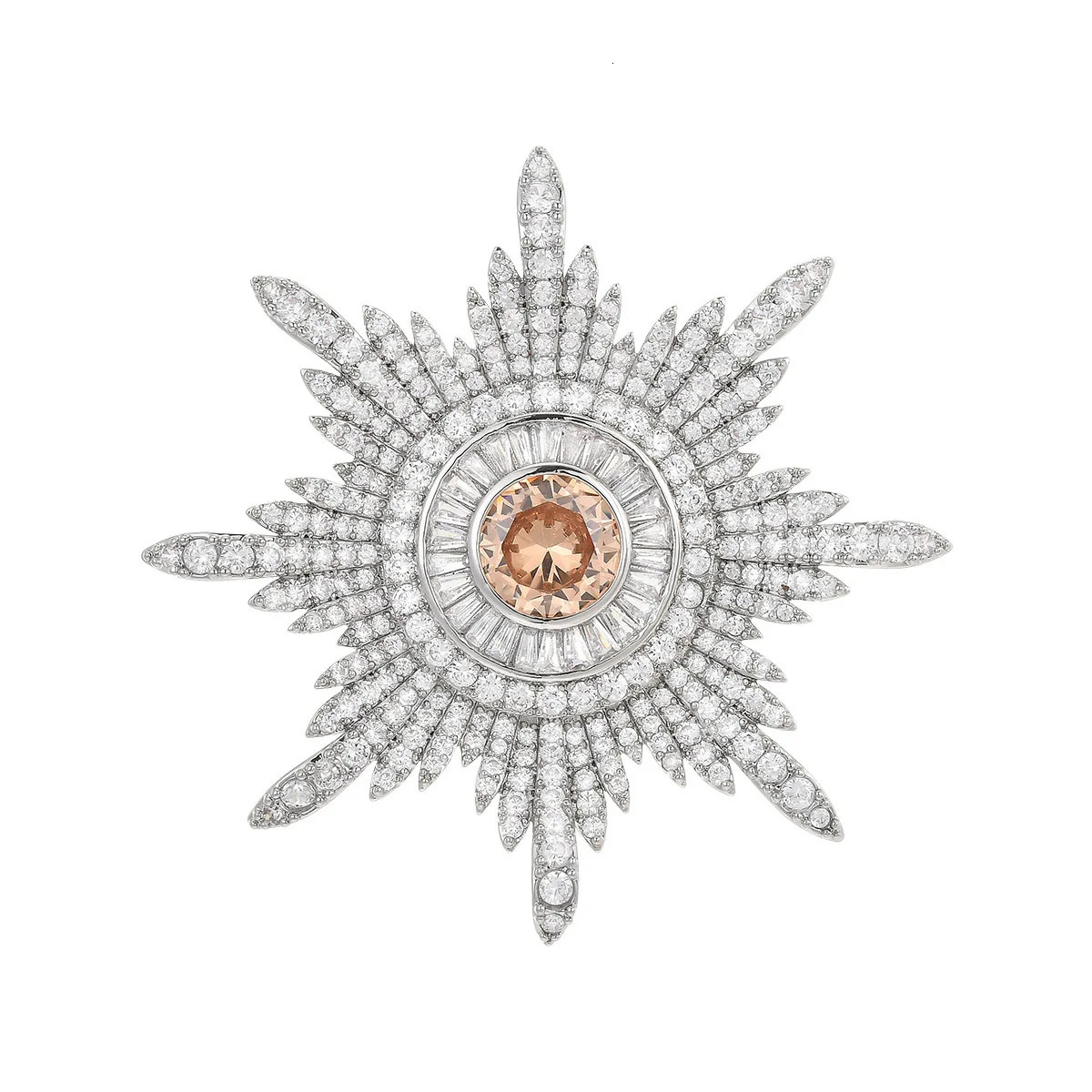 British Style Cubic Zirconia BroochSparkling Eight-Pointed Star Pin Minimalist Daily Accessory 260427BJ - view 6