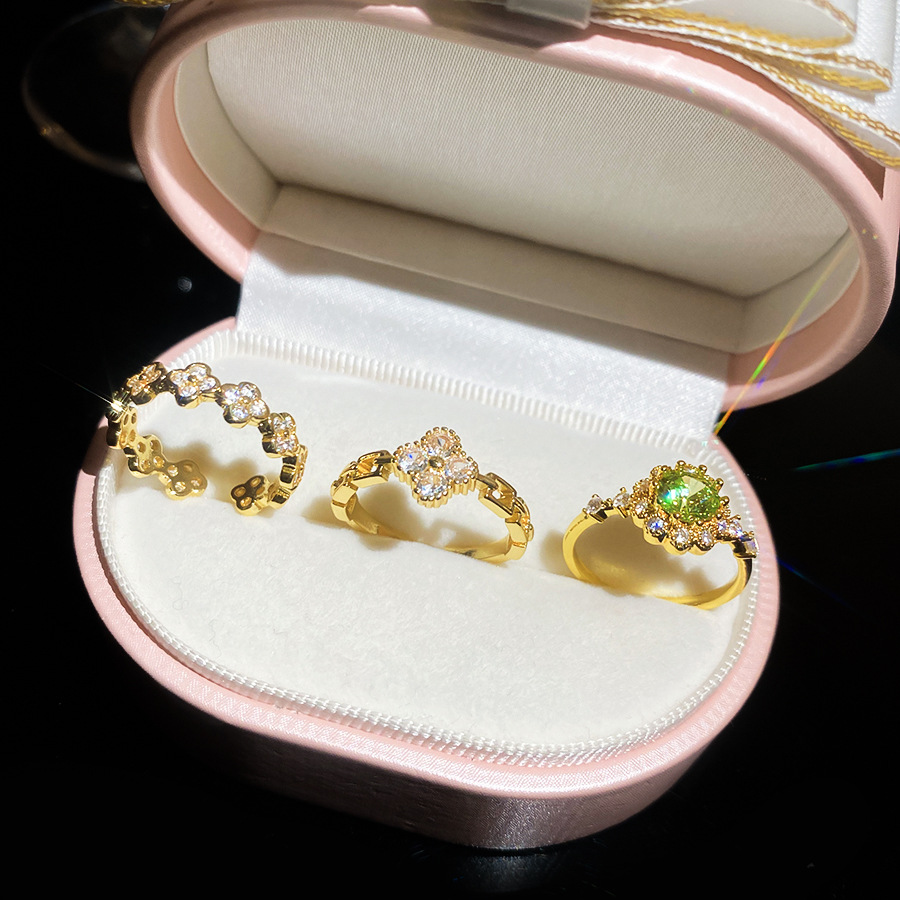 2026 New Zircon Flower Open Ring with Elegant Design, Forest Style Ring, Light Luxury, High-End, Stylish Jewelry - view 3