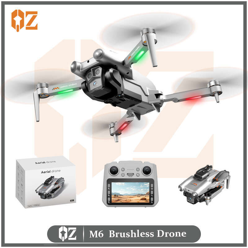 M6 Brushless Drone Large Screen Remote Control Intelligent Obstacle Avoidance Optical Flow Positioning HD Aerial Photography Foldable RC Quadcopter Ai