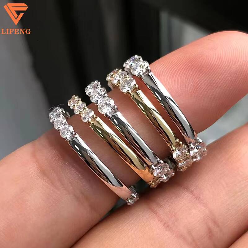 Eternity Handmade Jewelry White Gold Moissanite 925 Silver Rings 14K Round Brilliant Diamond Engagement Ring Women