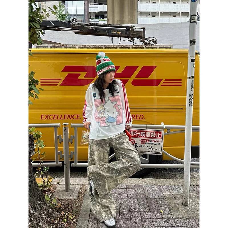 Women Gothic Baggy Y2k Jeans American 2000s Style Embroidery Jean Pants Vintage Harajuku Oversize Denim Trousers Autumn dongdumaoyi
