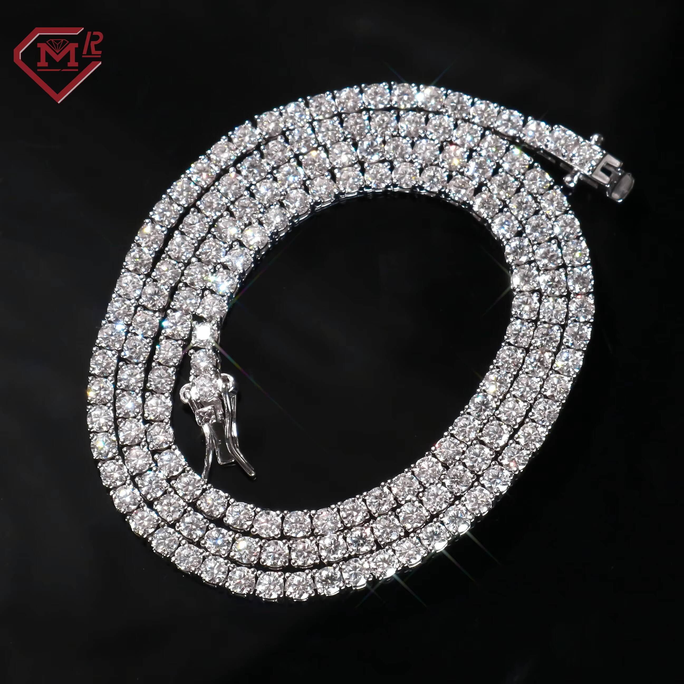 925 Sterling Silver Moissanite Tennis Necklace 5mm Womens Vvs Iced Out Diamond Moissanite Tennis Chain