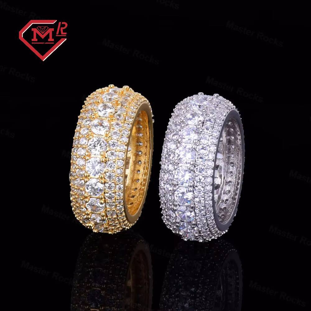 Mens Silver Ring Moissanite Custom Bling Sparkly Cuban Ring Iced Out Gra Certificated Moissanite Tennis Ring