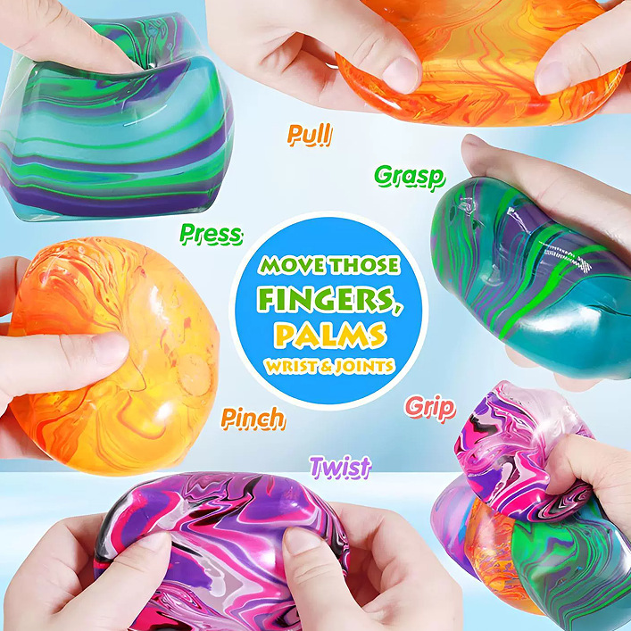 Needoh nice cube Fuzz Ball Stress Reliever Fidget Tool Jelly Squeezing Toy Jellyfish Shape Swinging Tentacles Bring Sensory Fun Parent Child Interacti