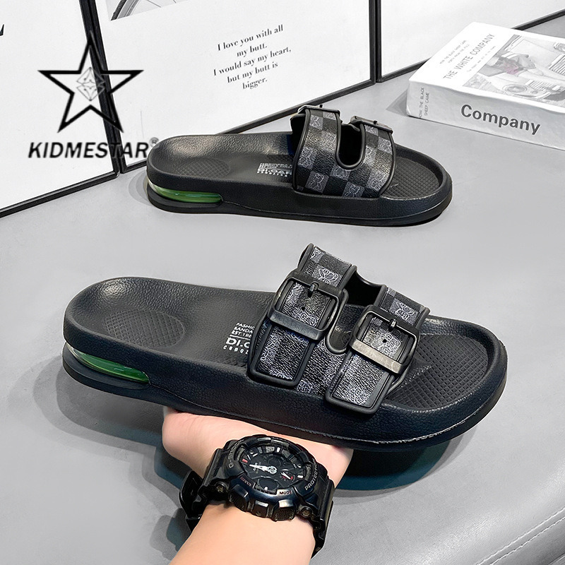Designer Luxury Men's Casual Outdoor High-end Beach Sandals For Home Wear Comfortable Korean-style Lightweight Double Buckle Style With Anti-slip