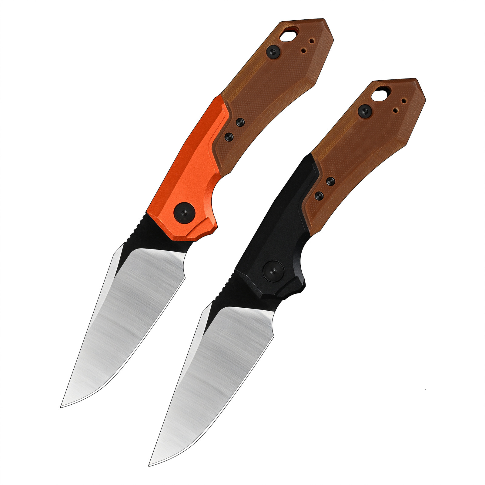 7851 Outdoor Hunting Folding Knife, Durable 8cr14mov Blade Aluminum Alloy + G10 Handle with Pocket Clip Portable Camping Hiking Rescue Tool