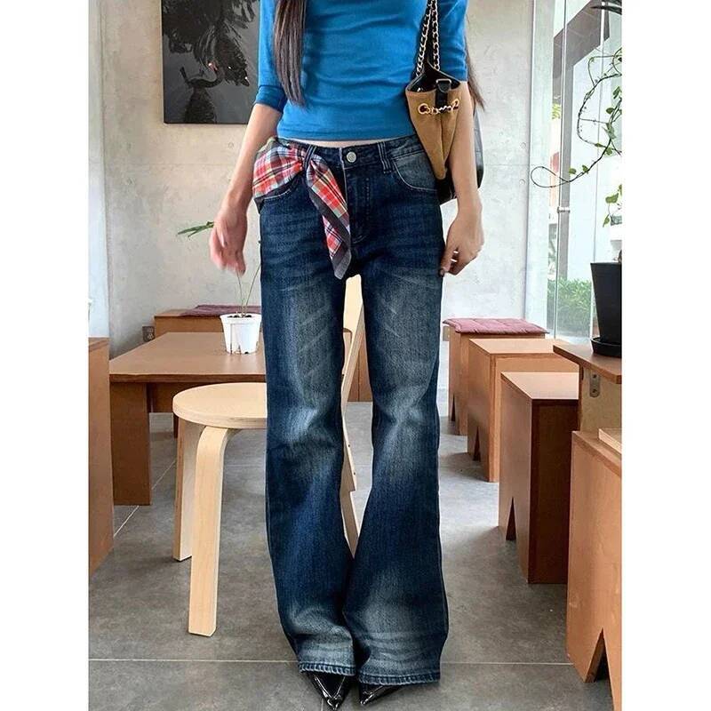 Women'sBlue Jeans Hip-hop Fashion Vintage Streetwear Y2K Wide Leg Straight High Waist Trouser Classic Baggy Denim Pants 2025 dongdumaoyi