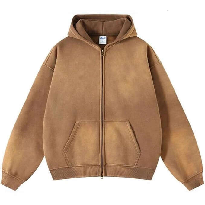 Minimalist Plain Hoodie Unisex No Pattern Simple Versatile School Daily Streetwear European and American high street autumn and winter spray-dyed, was